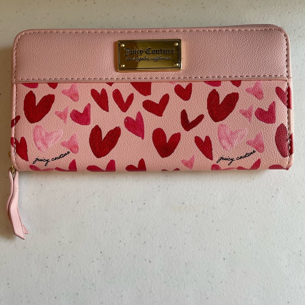Juicy Couture large continental Valentines Day Wallet with red and pink hearts